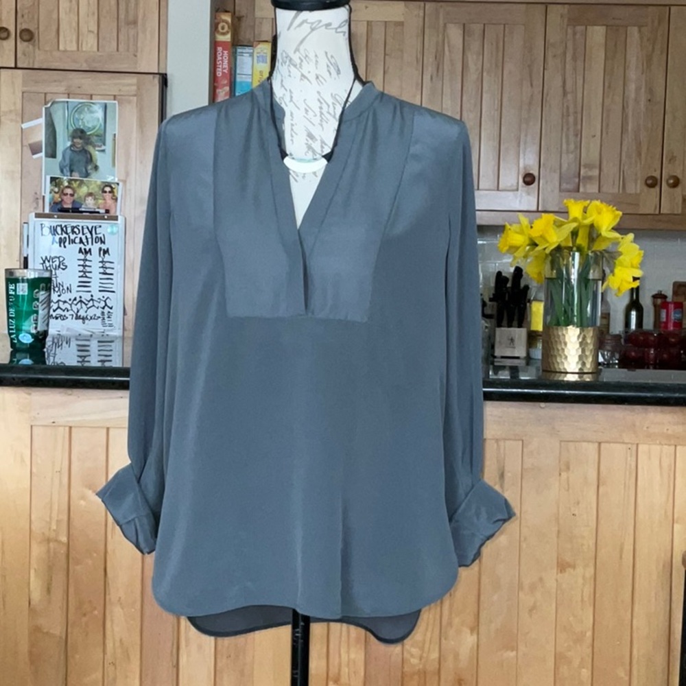 Vince V-Neck Pullover Charcoal Silk Blouse. Worn once…Small